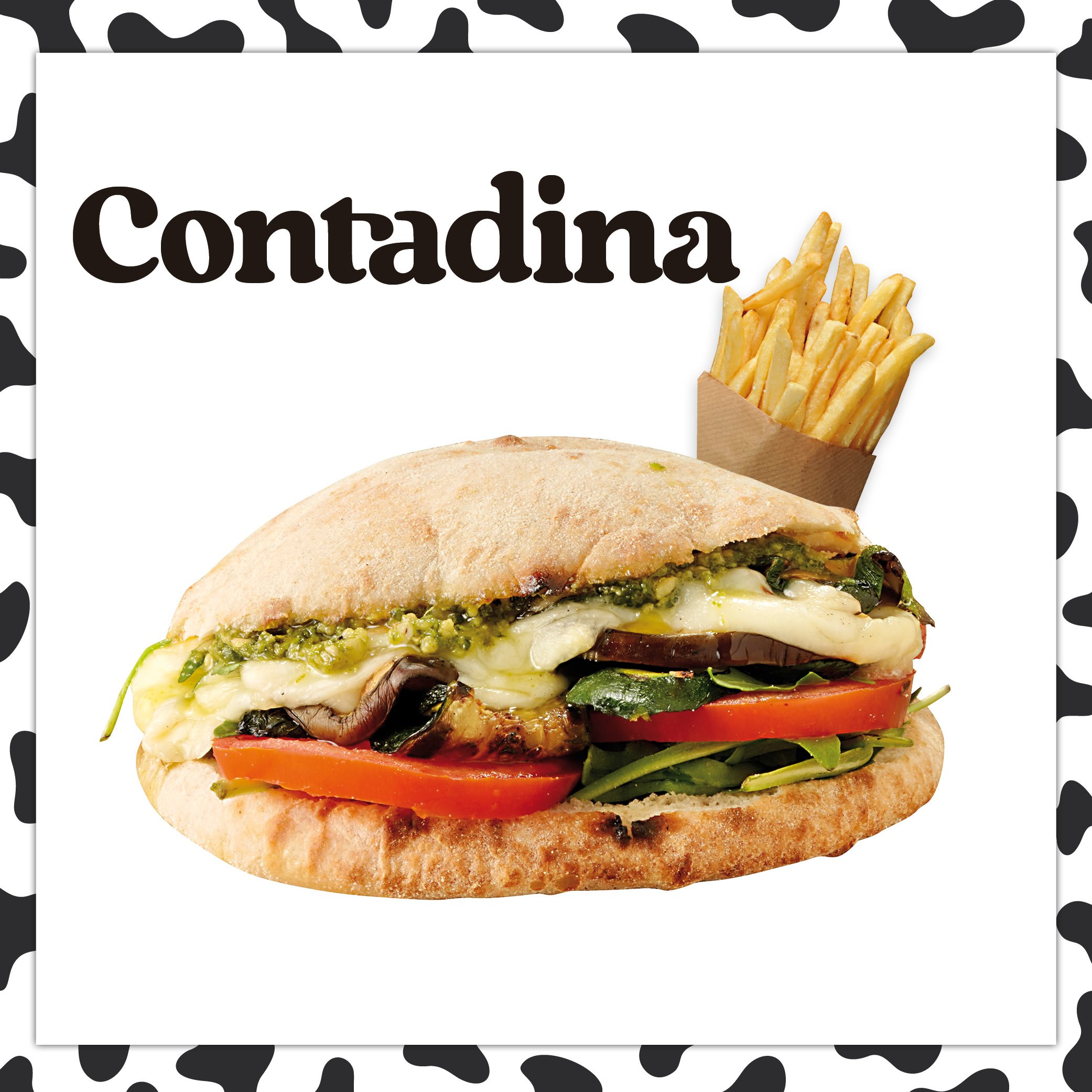 Scamorza, melanzane, zucchine, pomodoro ramato, rucola e pesto
