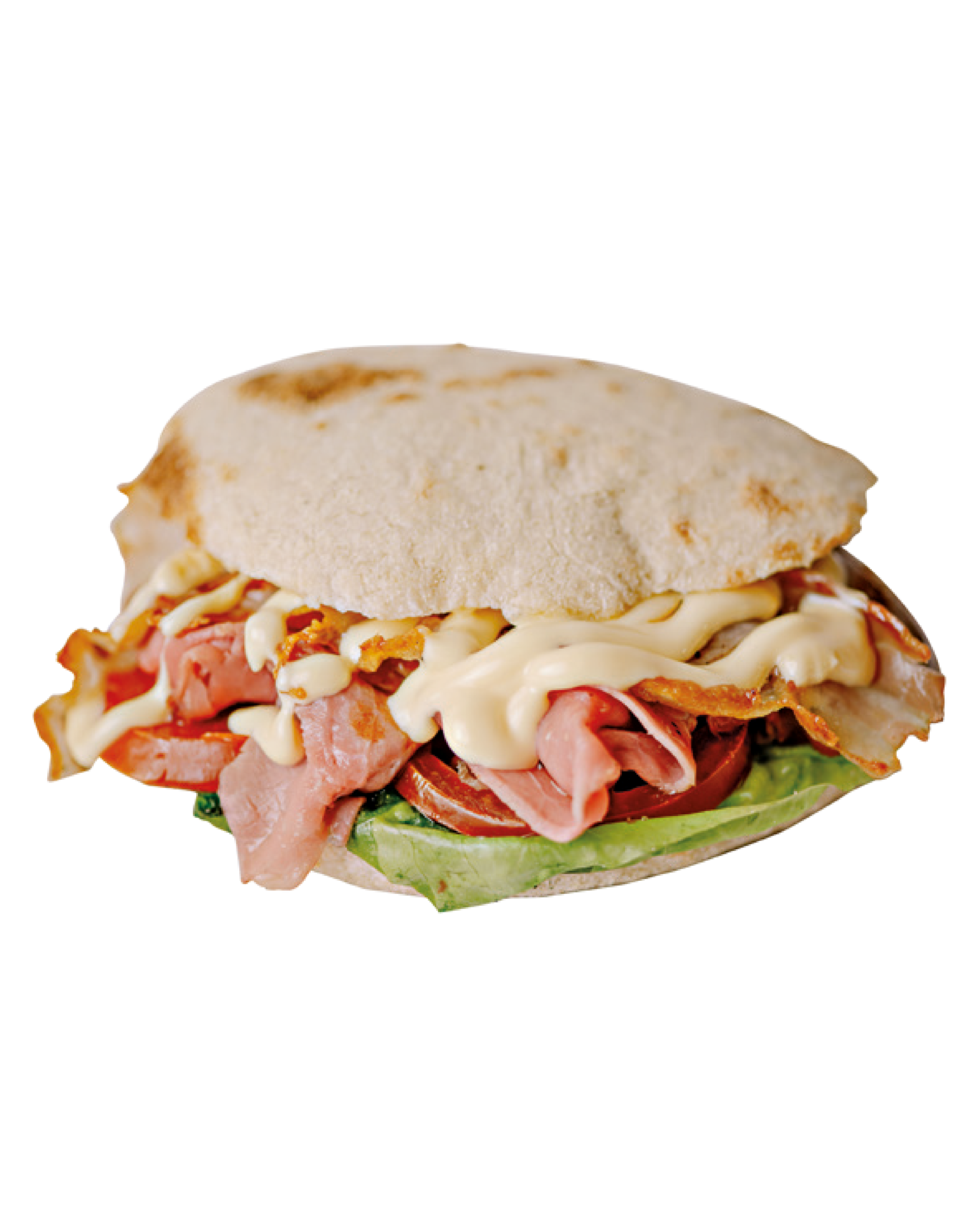 Roast beef all'inglese, lattuga, pomodoro, pancetta, tabasco, maionese, olio e sale