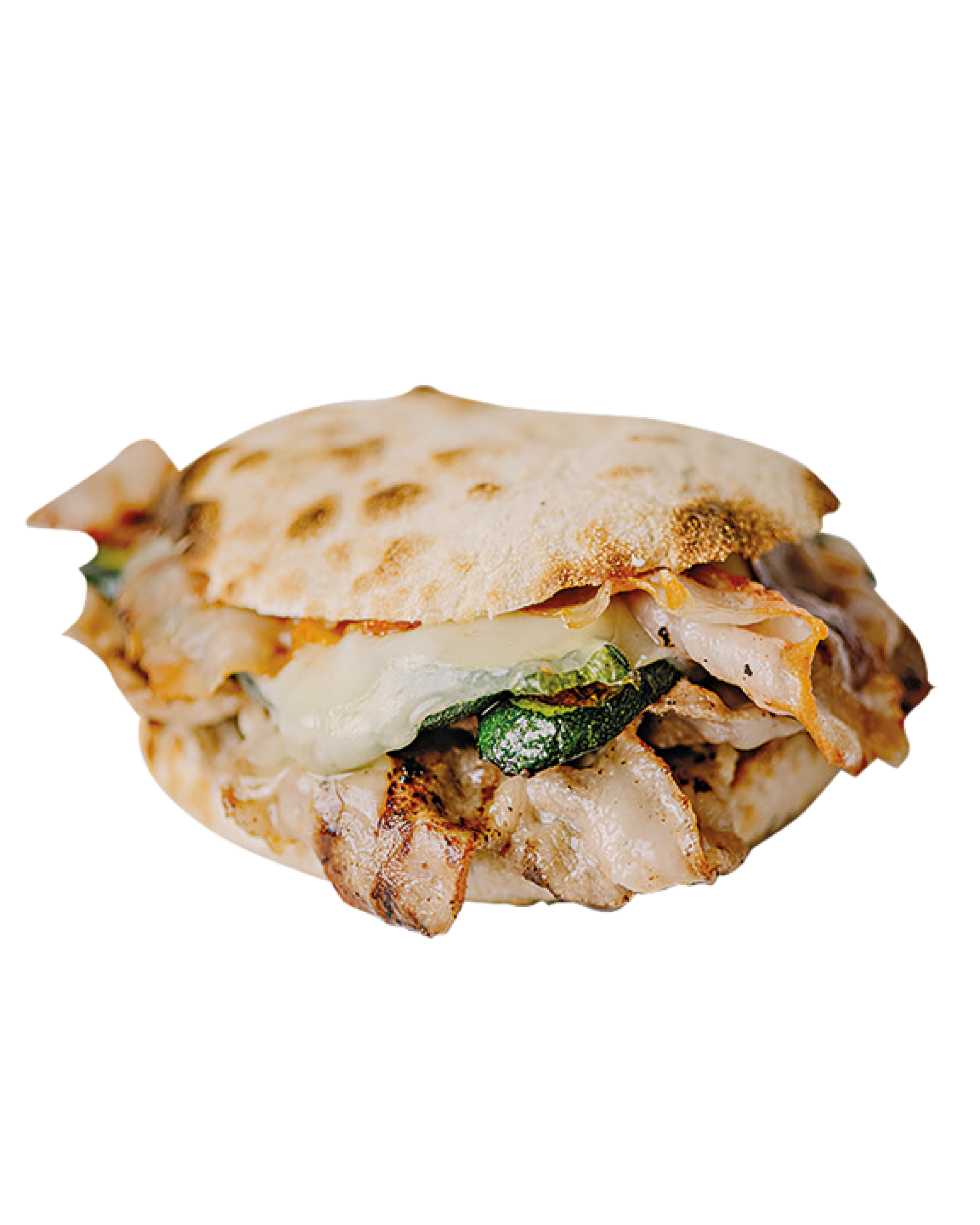 (Bombetta scomposta) Coppa di maiale, pancetta alla piastra, caciocavallo e zucchine